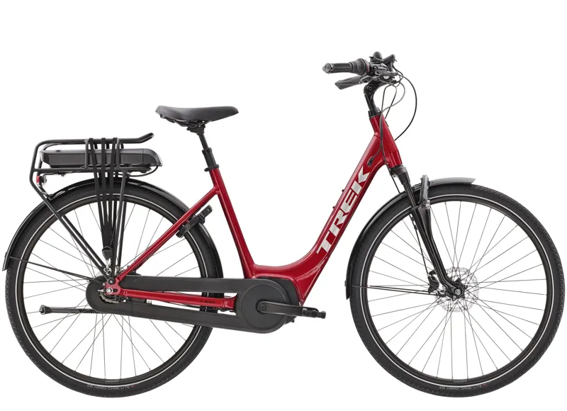 Trek District+ 4 Lowstep Hybrid Bike in Red