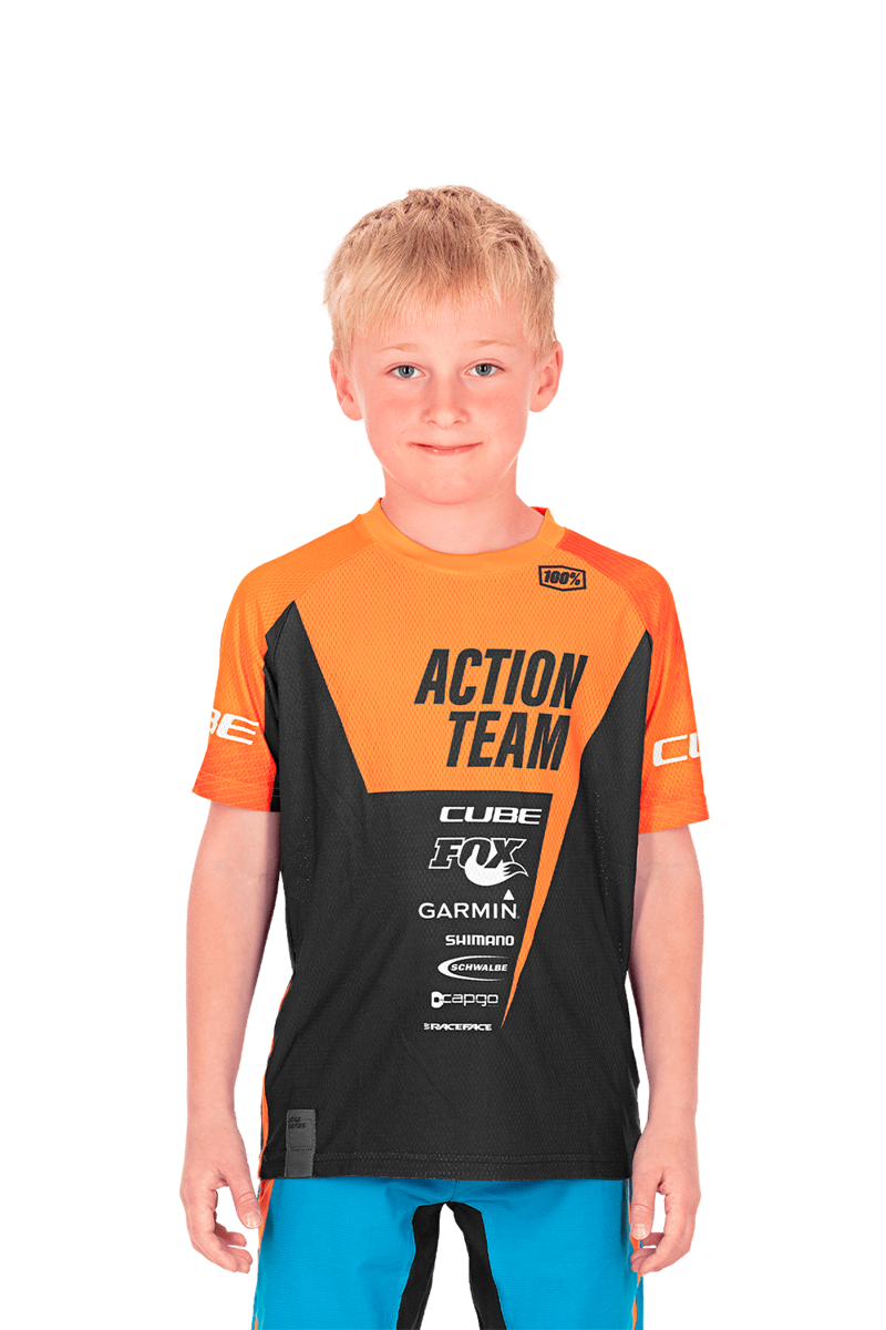 2020 Cube Junior Short Sleeve Cycling Jersey in Orange