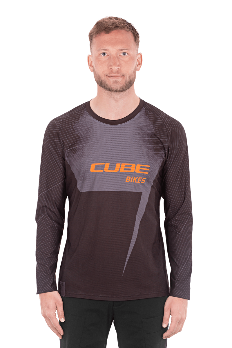 2020 Cube Edge Round Neck Long Sleeve Cycling Jersey in Black