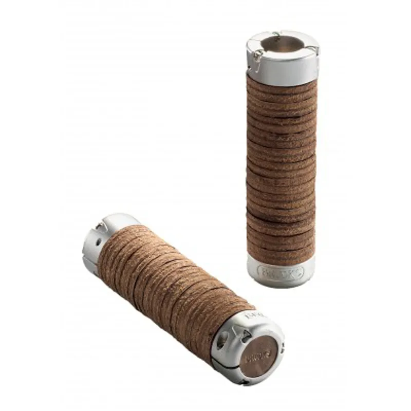 Brooks Plump Leather Handlebar Grips in Brown