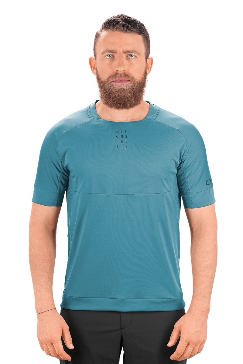 2020 Cube AM Round Neck Short Sleeve Cycling Jersey in Blue